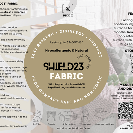 Shield23 Fabric - Fabric Protection and Refresher with Peppermint Essential Oil Pico X 